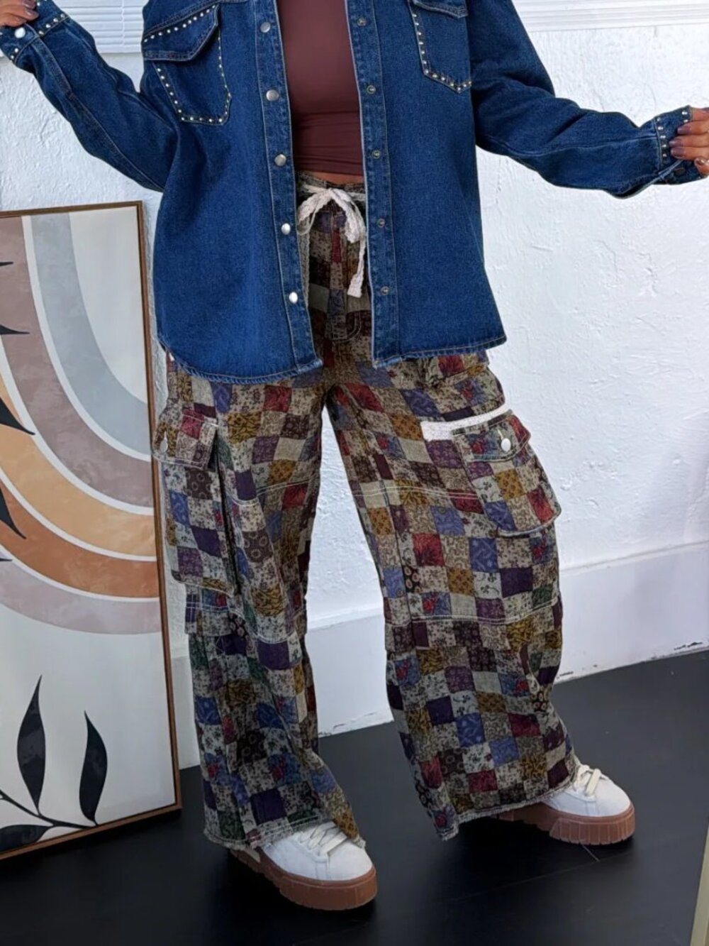 POL Soft Willow Patchwork Cargo Pants - Picture 8 of 16